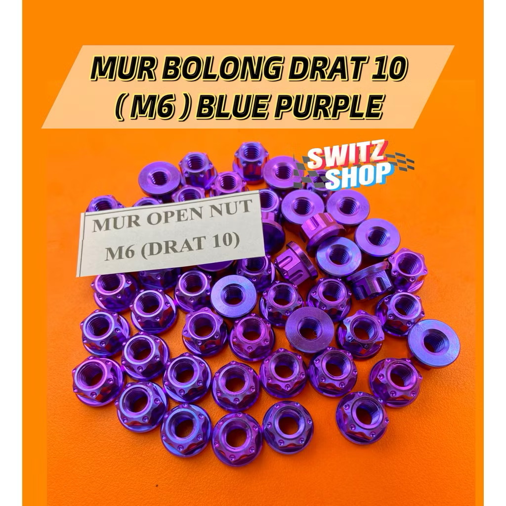 MUR OPEN / MUR BUKA BOLONG M6 ( DRAT 10 ) TITANIUM GR5