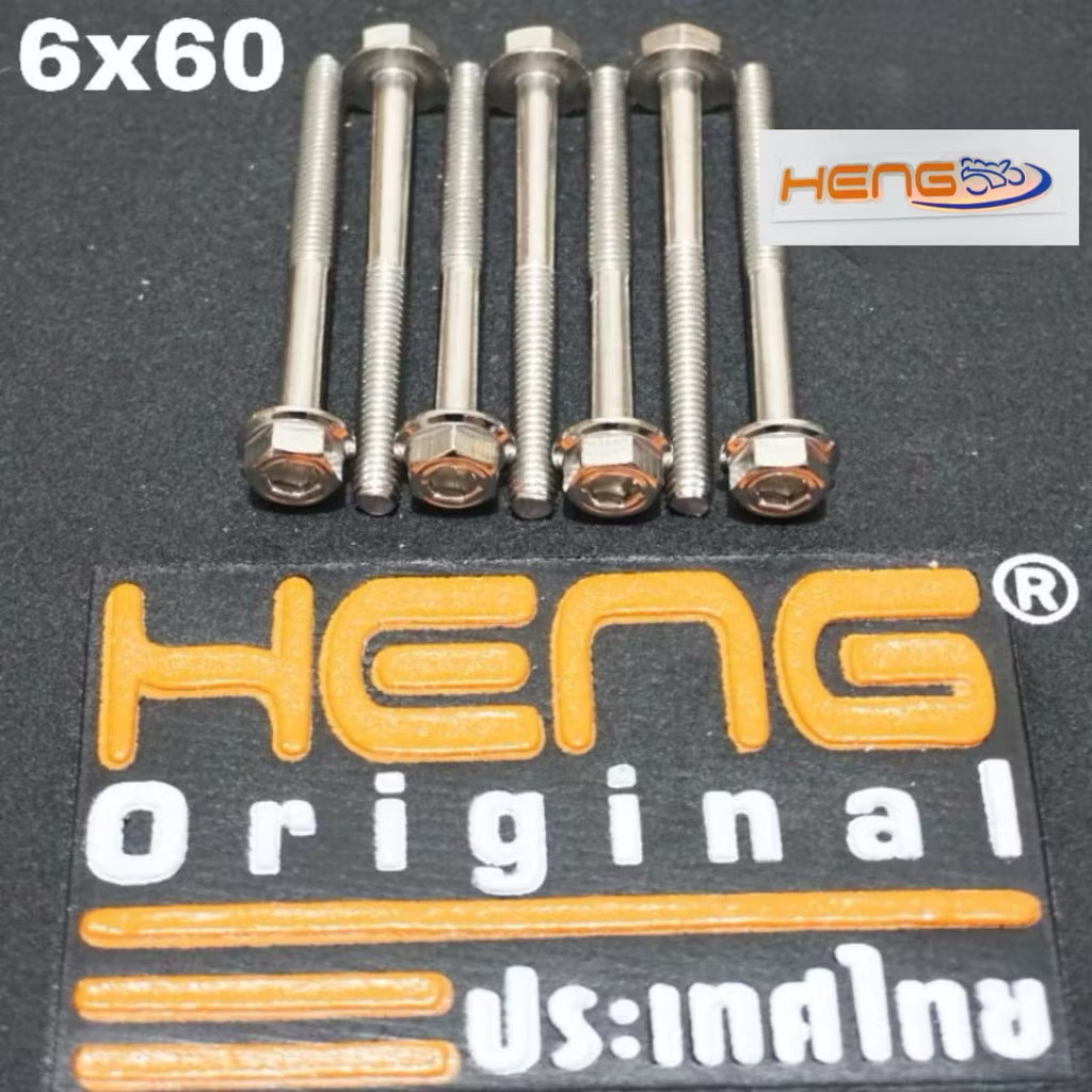 Heng baut 2kunci M6x60 stainless drat 10 panjang 6cm original heng thailand