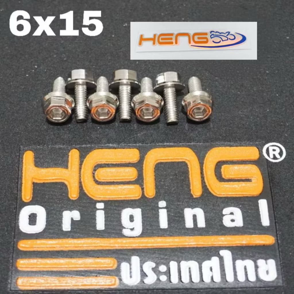 Heng baut 2kunci M6x15 stainless  drat 10 panjang 1.5cm original heng thailand
