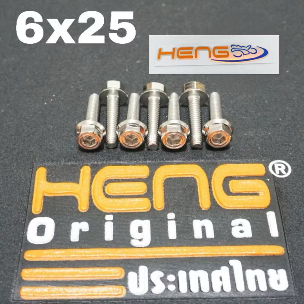 Heng baut 2kunci M6x25 stainless drat 10 panjang 2.5cm original heng thailand