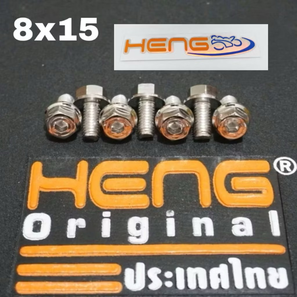 Heng baut 2kunci M8x15 stainless drat 12 panjang 1.5cm original heng thailand