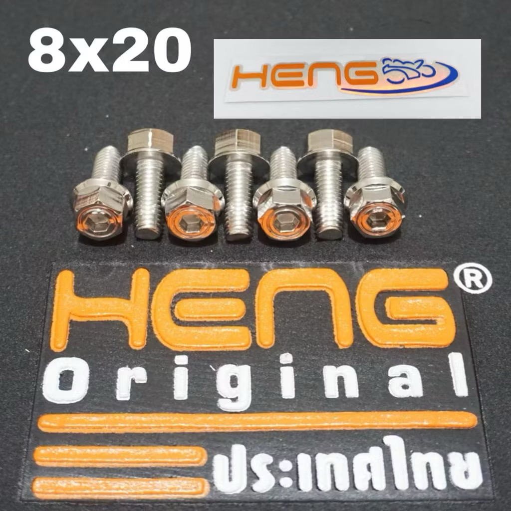 Heng baut 2kunci M8x20 stainless drat 12 panjang 2cm original heng thailand