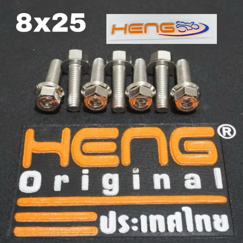 Heng baut 2kunci M8x25 stainless drat 12 panjang 2.5cm original heng thailand