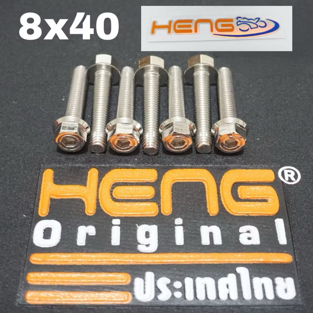 Heng baut 2kunci M8x40 stainless drat 12 panjang 4cm original heng thailand