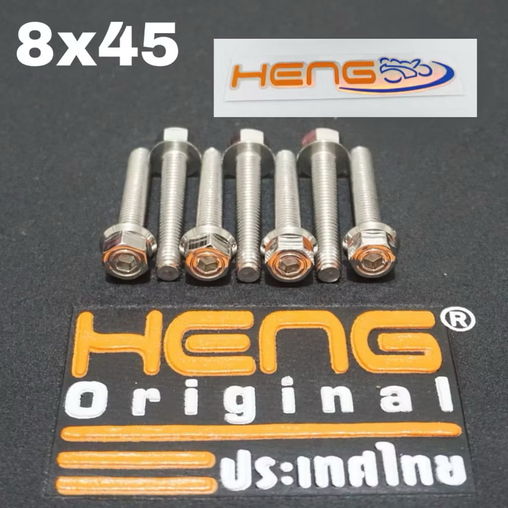 Heng baut 2kunci M8x45 stainless drat 12 panjang 4.5cm original heng thailand