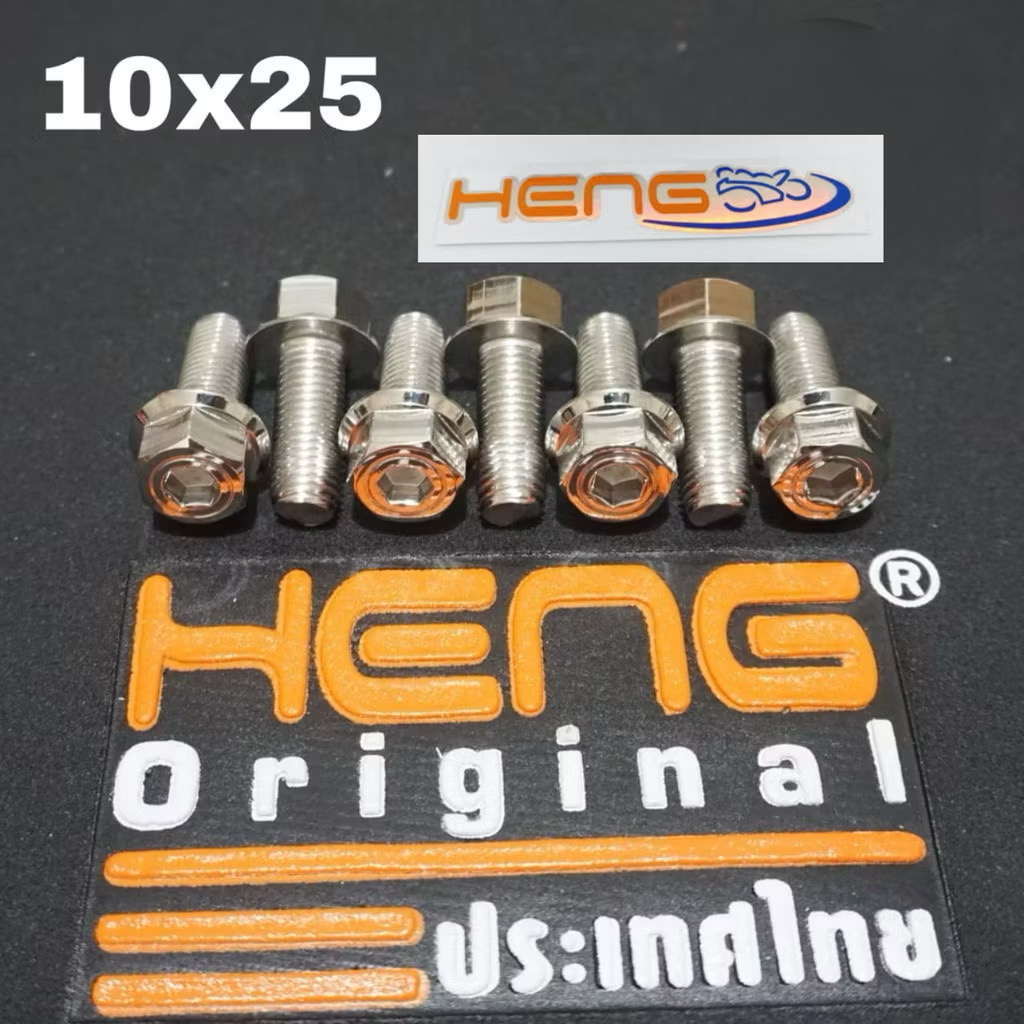 Heng baut 2kunci M10x25 stainless drat 14 panjang 2.5cm original heng thailand