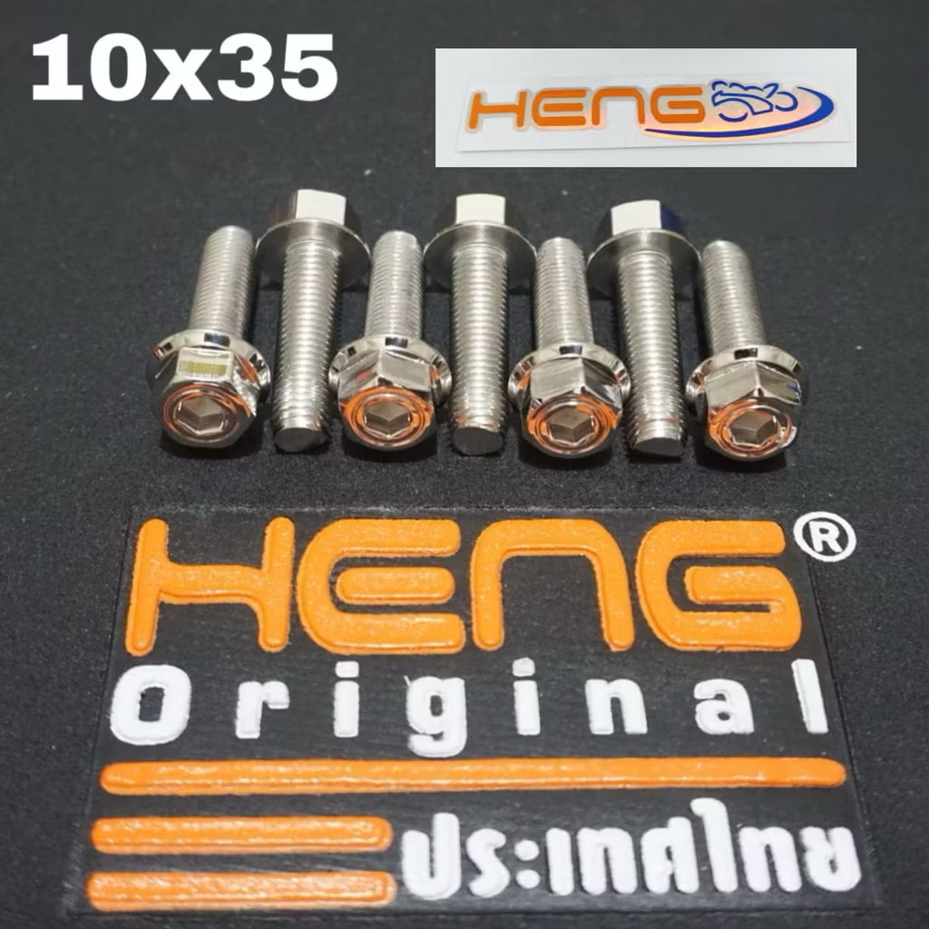 Heng baut 2kunci M10x35 stainless drat 14 panjang 3.5cm original heng thailand